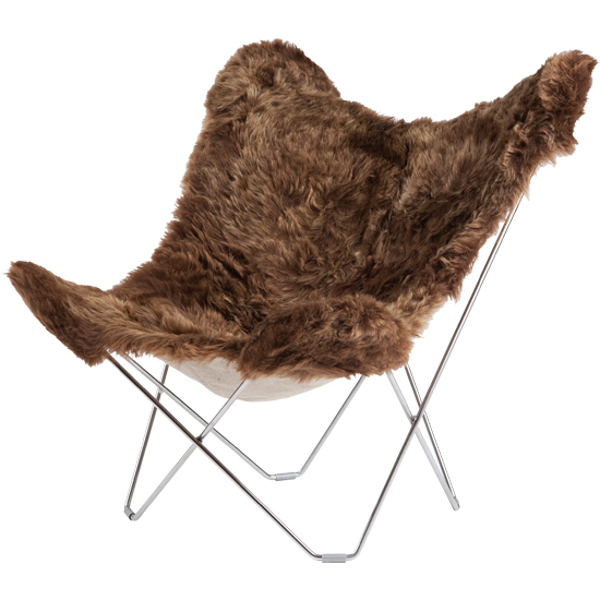 Cuero Iceland Mariposa Butterfly Chair, Shorn Chrome