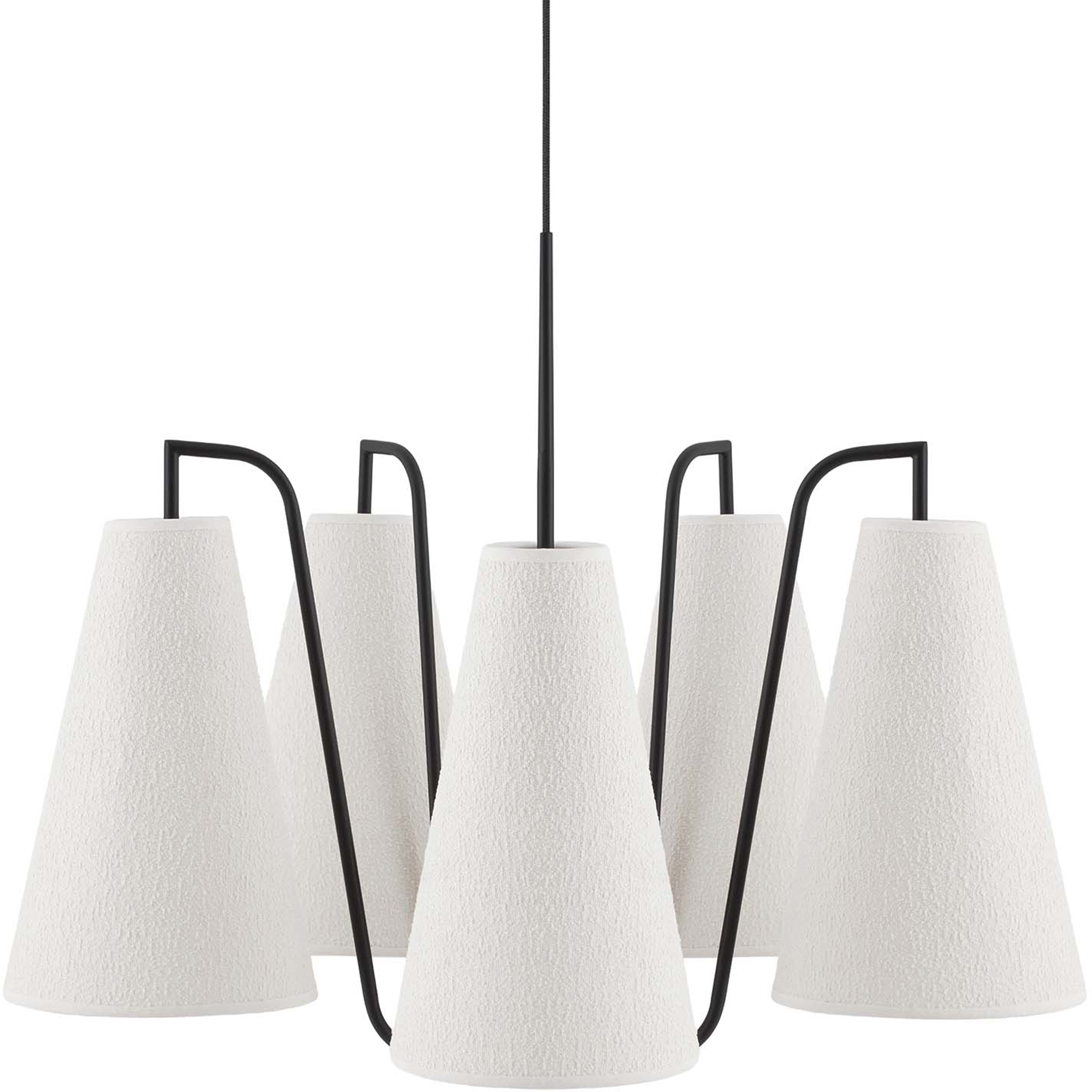 Globen Lighting Lou 5 Pendel, Vit Boucle / Svart