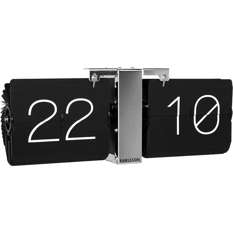 No Case Flip Wall/Table Clock, Black/Chrome Karlsson RoyalDesign