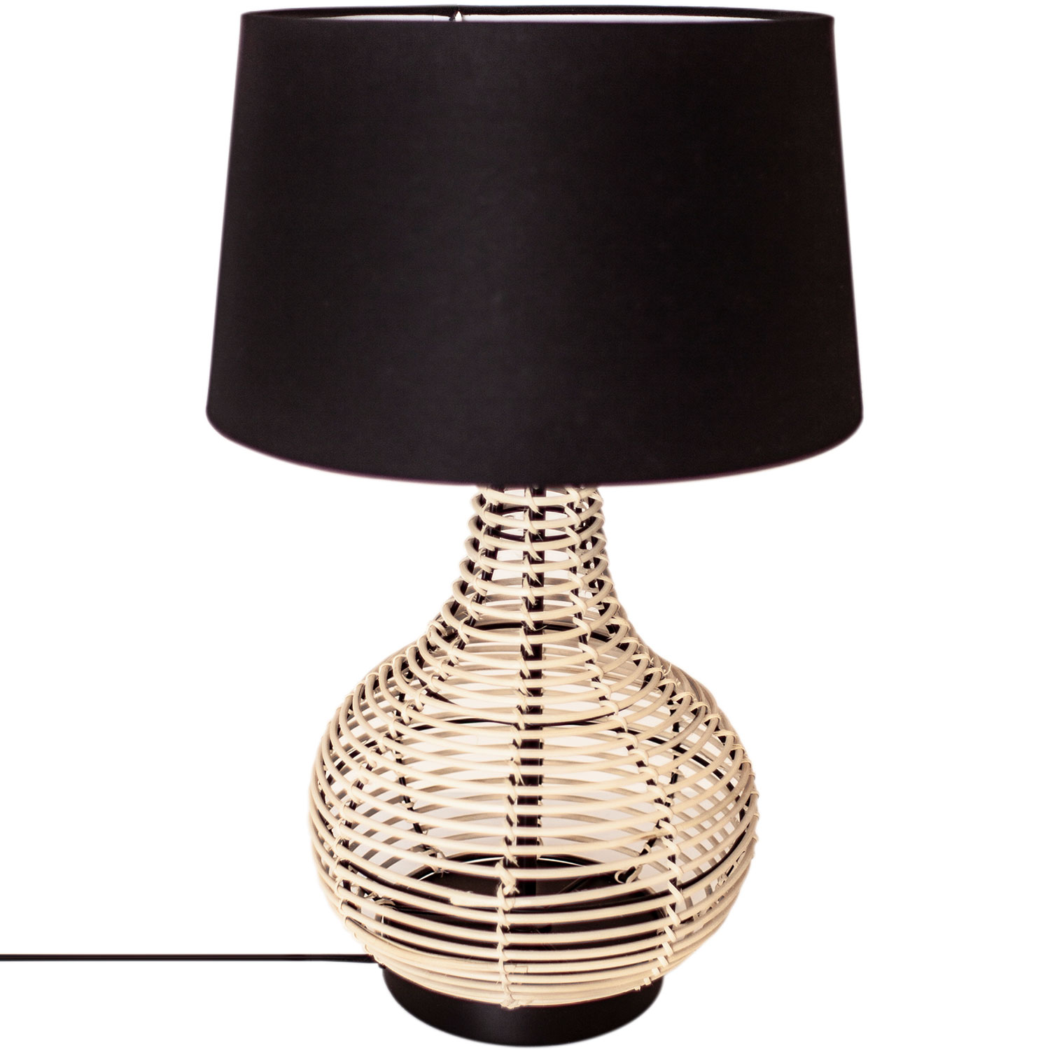 Black rattan store table lamp