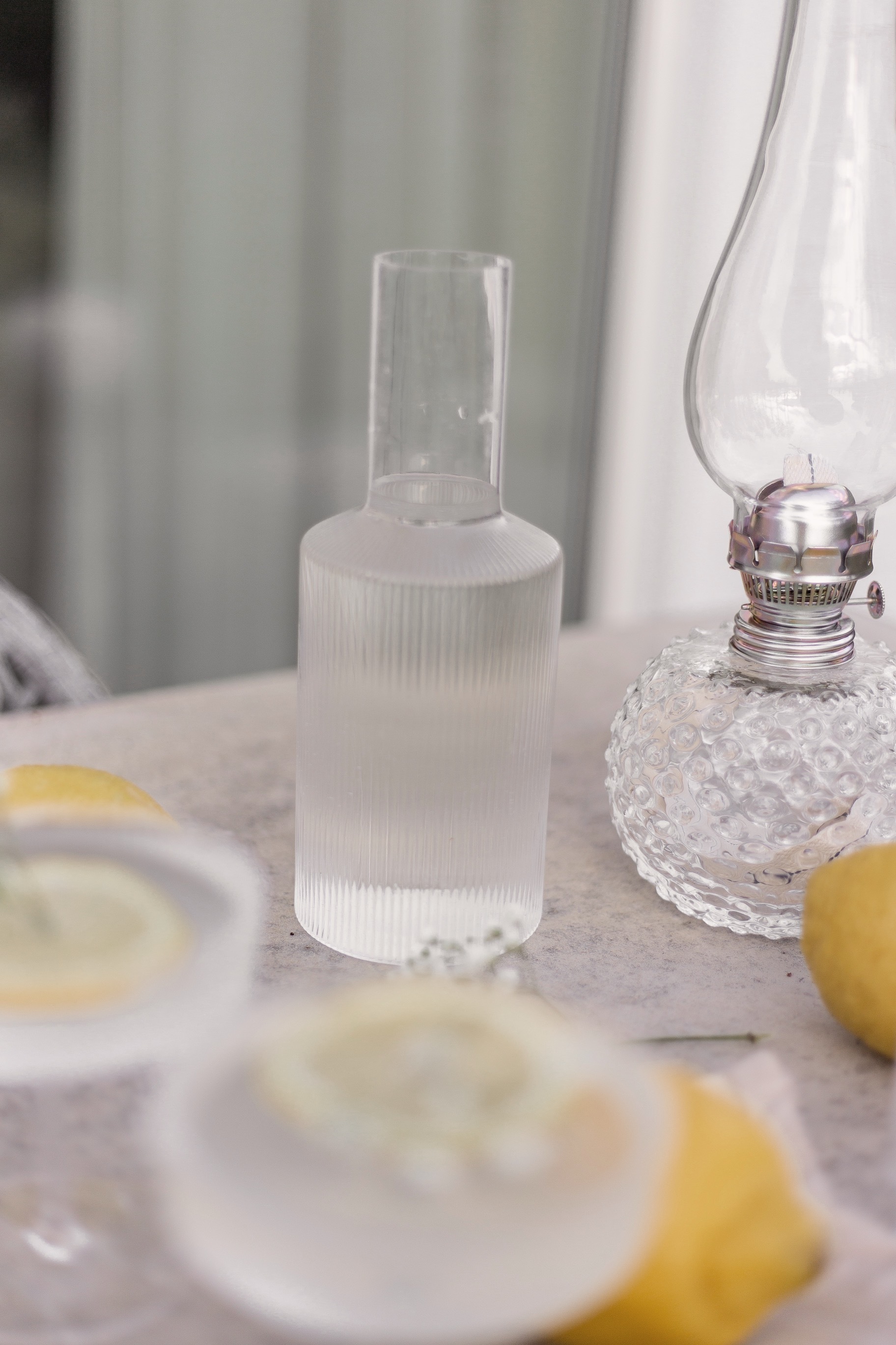 Ripple Carafe Set, Elegant in mouth-blown and ribbed glass