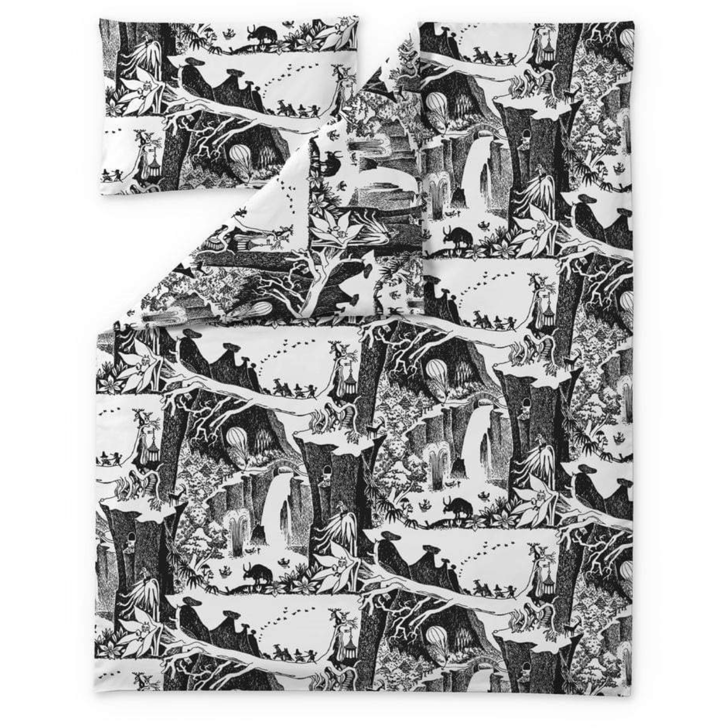 Adventure Moomin Bed set 150x210 cm, Black/White - Finlayson @ RoyalDesign