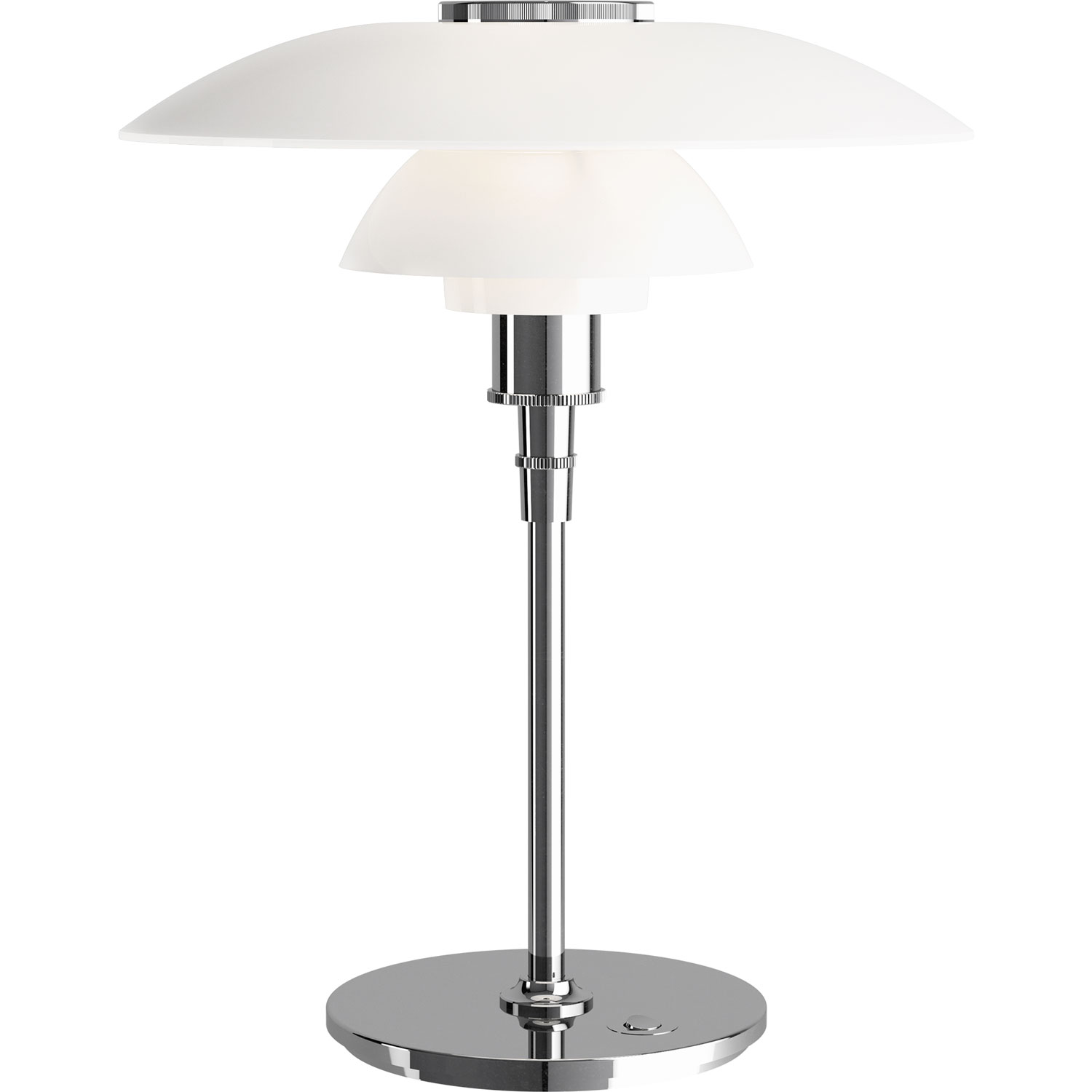 Louis Poulsen table lamp opal glass PH 3/2, Chrome plated