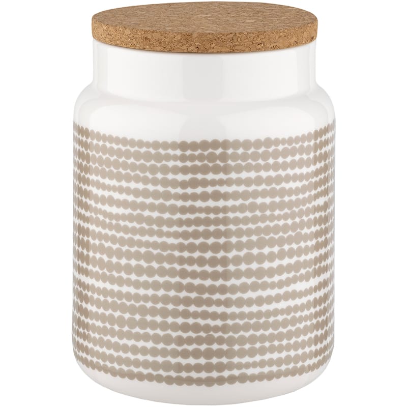 Siirtolapuutarha Jar With Lid 1,2 l, White/Clay - Marimekko @ RoyalDesign