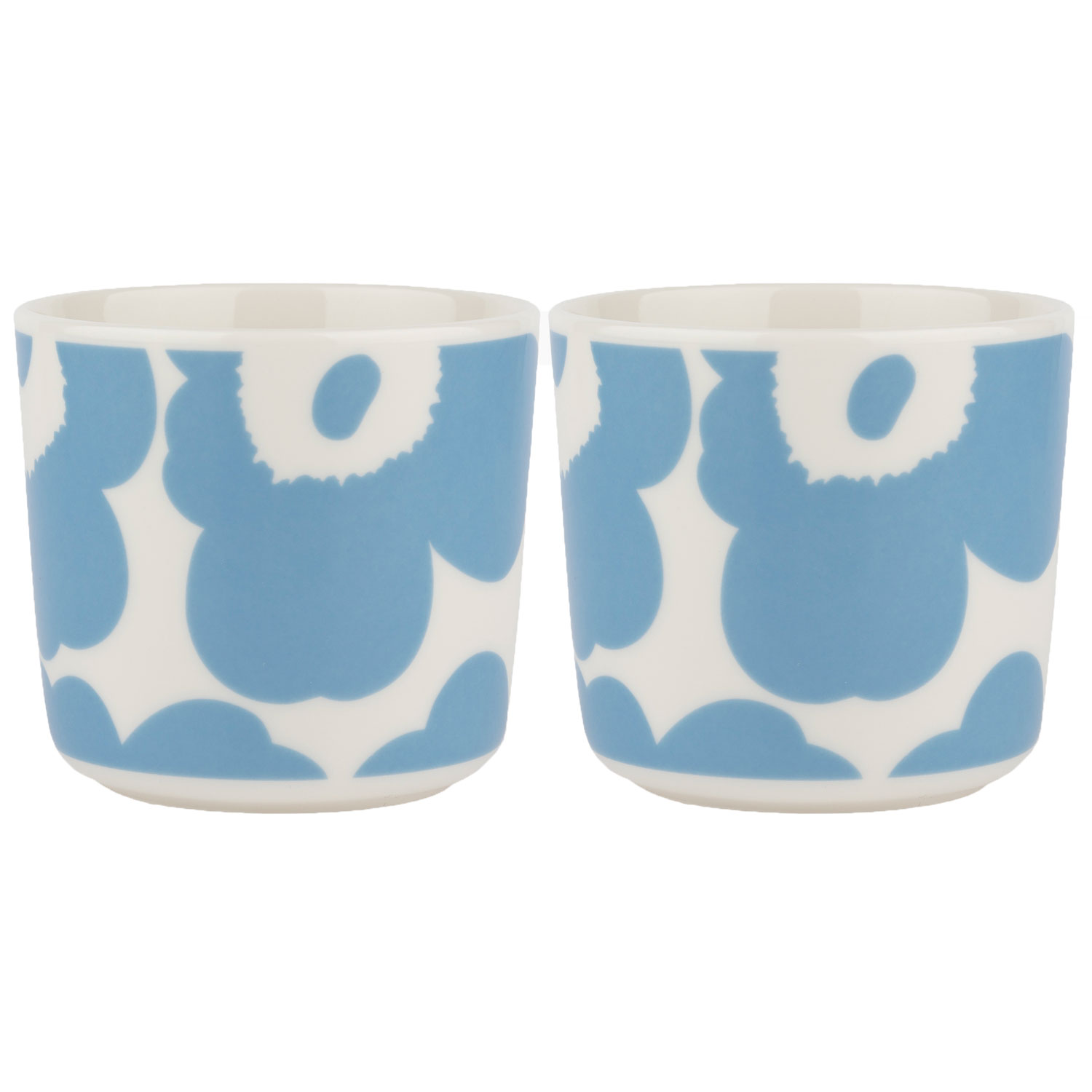 Oiva/Unikko Cups Without Handle 20 cl 2-pack, White / Sky Blue - Marimekko  @ RoyalDesign