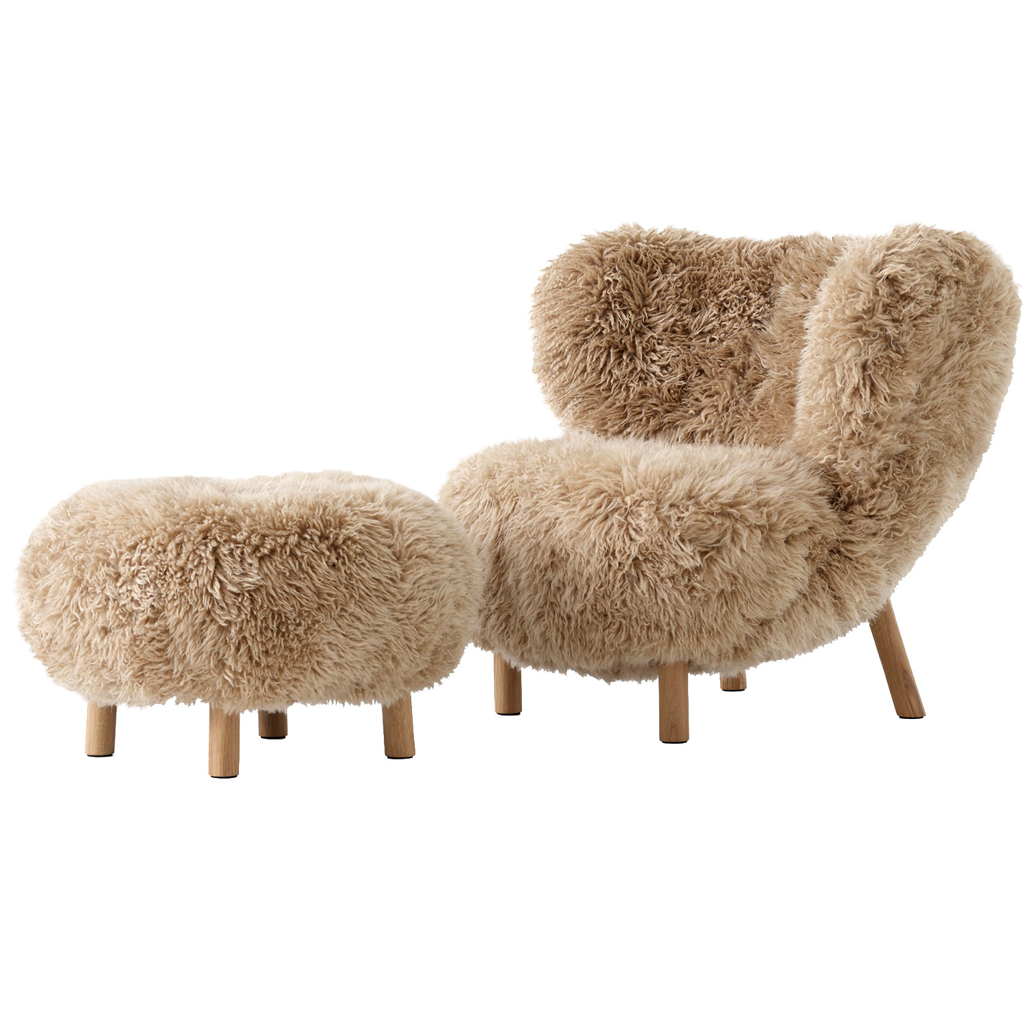 Little Petra VB1 Lounge Chair Set, Sheepskin Moonlight / White