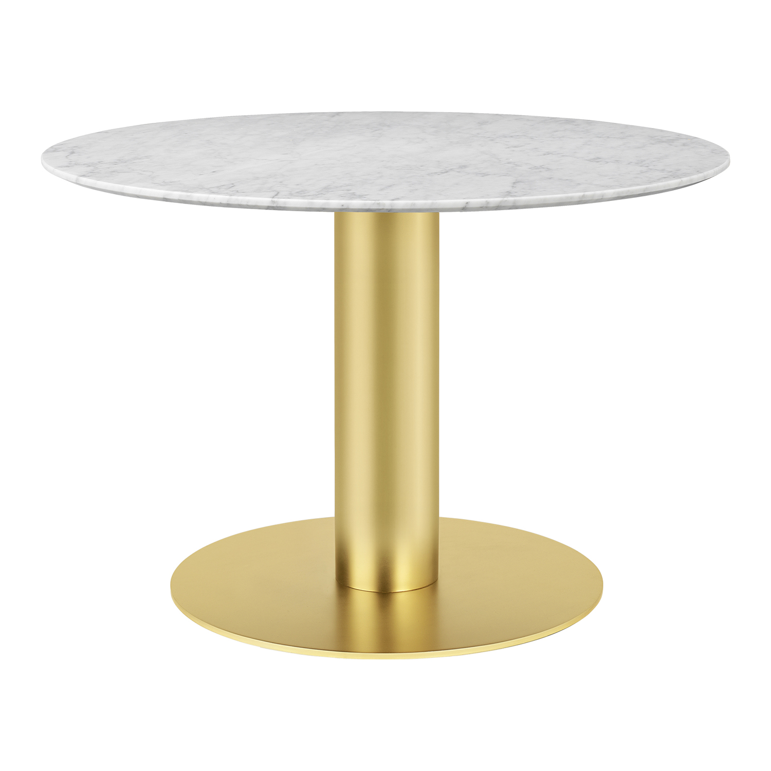 Gubi gubi 1.0 Dining Table Round Brass Base White Carrara Marble ø80