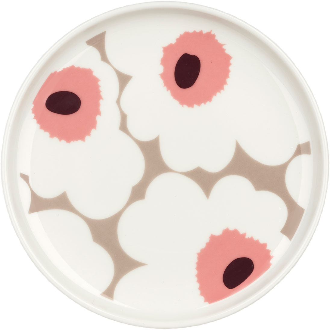 Oiva/Unikko Lautanen 13,5 cm, Valkoinen / Powder / Clay / Dark Wine -  Marimekko @ 