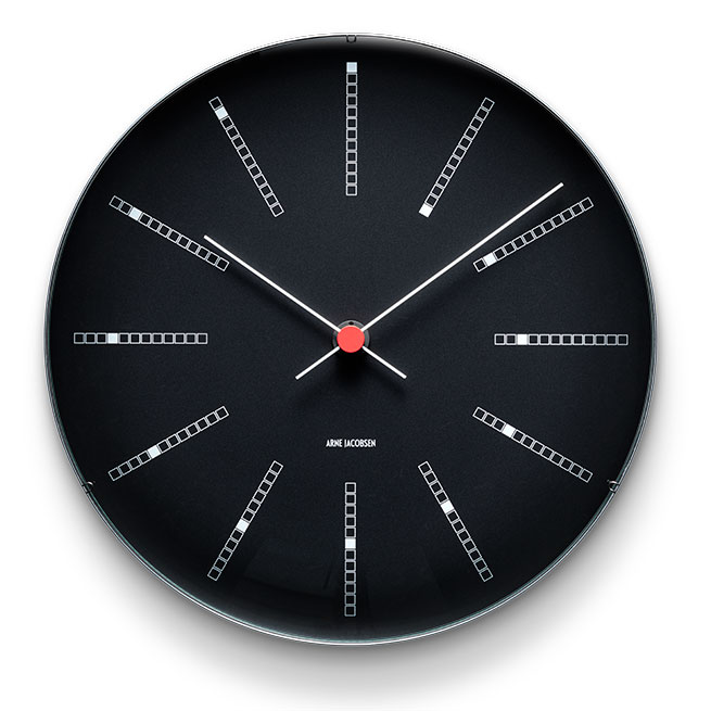Bankers Wall Clock Black, 210 mm from Arne Jacobsen