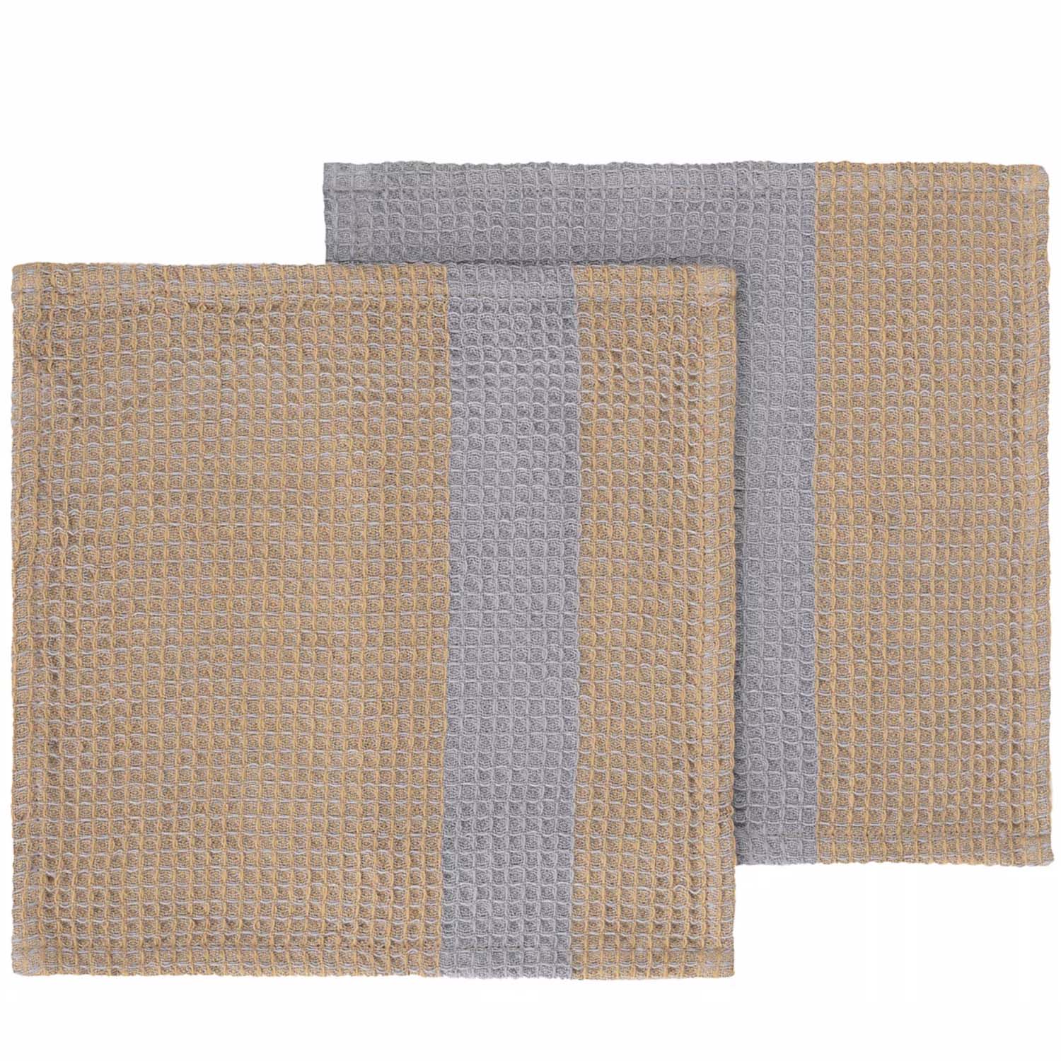Gano Organic Cotton 2 Piece Dish Towel Set Color: Steel Gray/Tan