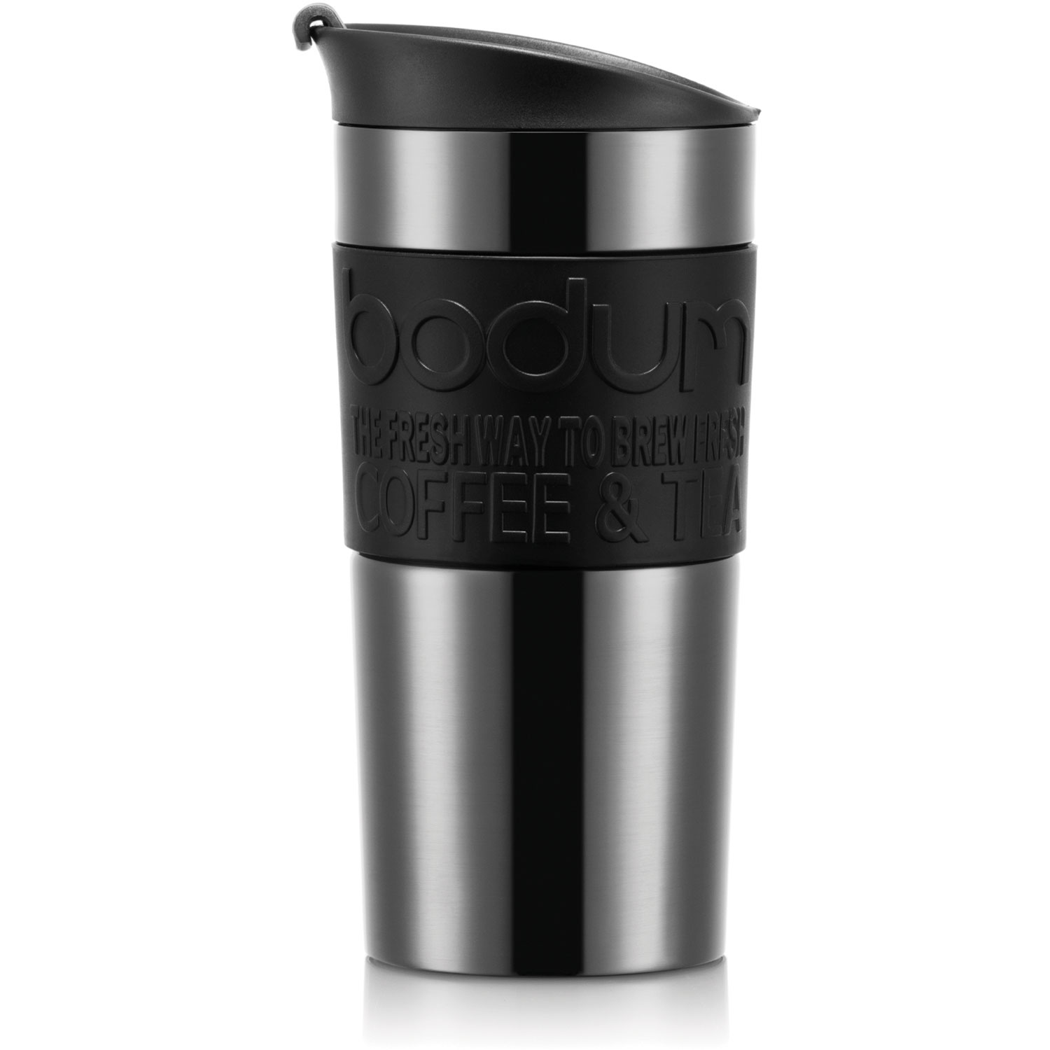 Travel Mug: BODUM Stainless Steel Vacuum Travel Mug: Black, 450ml/15 f