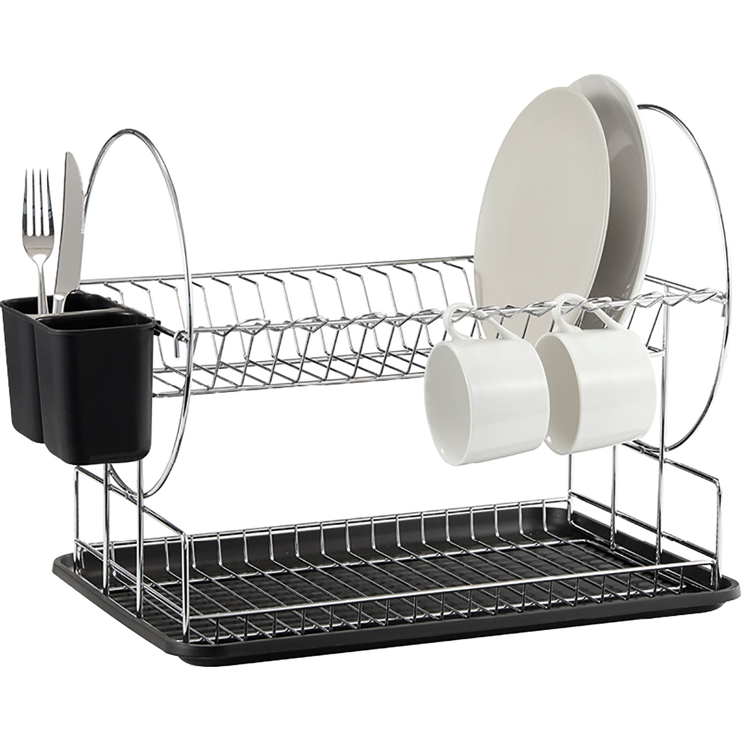 2 Tier Chrome Dish Drainer and Cutlery Holder