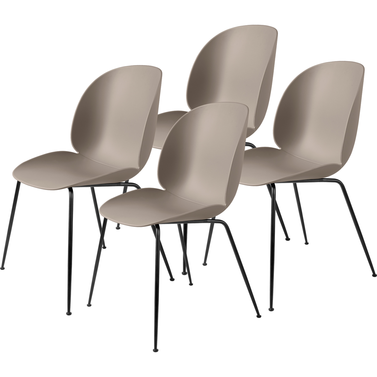 Beetle Dining Chair Unupholstered, Conic Base Black, Set Of 4, New ...