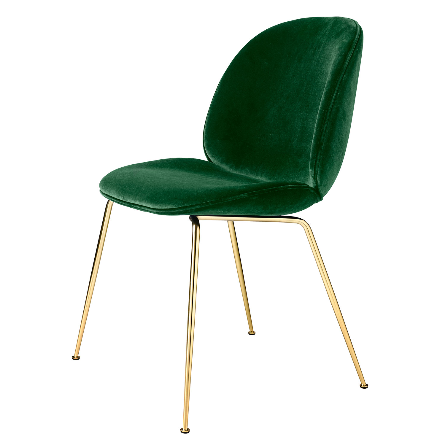 Beetle Dining Chair Fully Upholstered, Conic Base Brass, Velluto