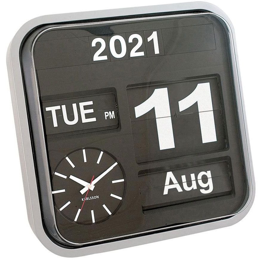 Big Flip Wall Clock, Black/Silver Karlsson RoyalDesign