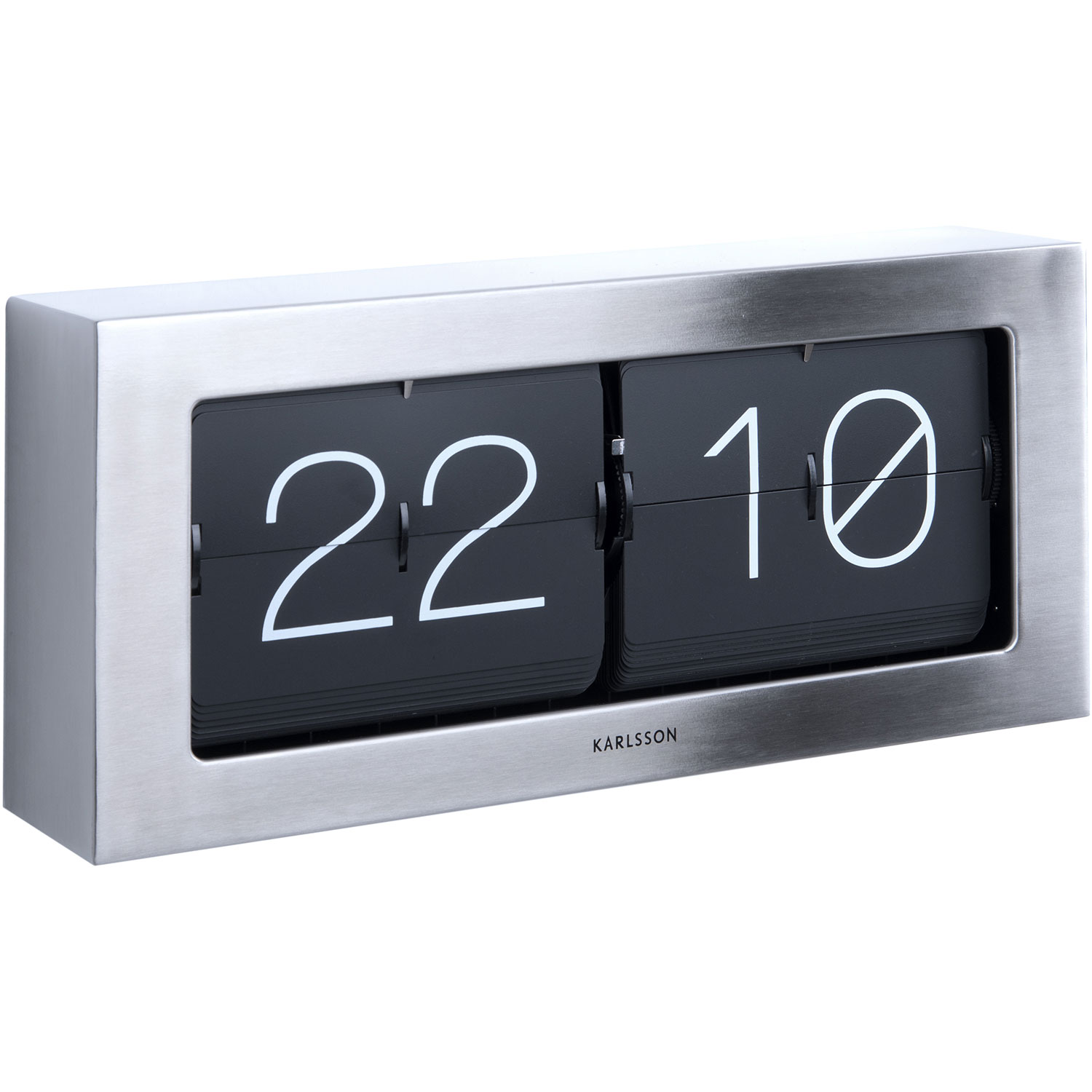 Boxed Flip XL Wall/Table Clock, Brushed Steel | RoyalDesign