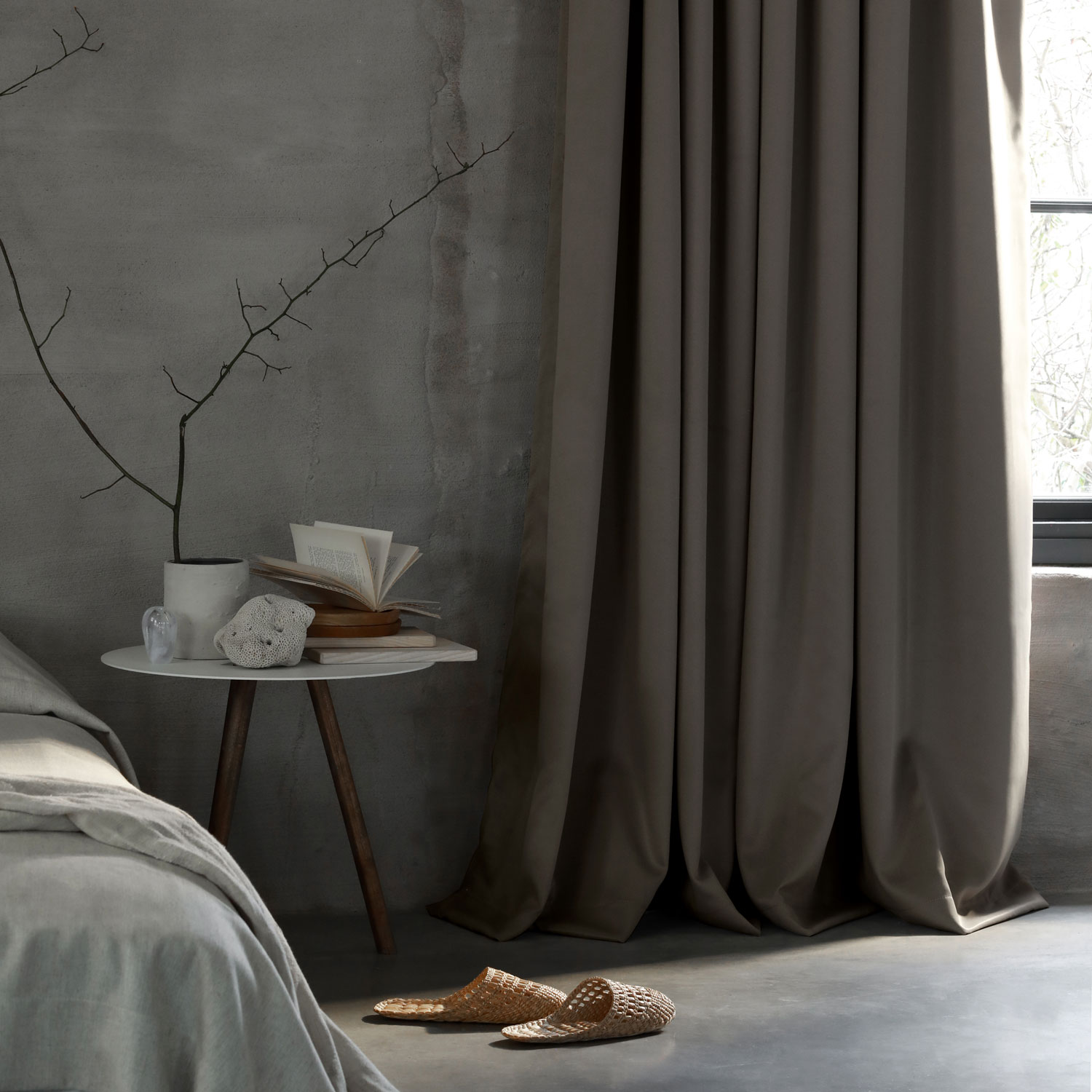 Hotel Blackout Curtain Double Width, Grey White, 290x250 cm - Mimou @  RoyalDesign