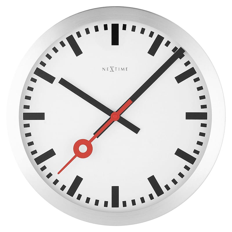 Station Stripe Wall Clock Ø35cm, White - NeXtime @ RoyalDesign