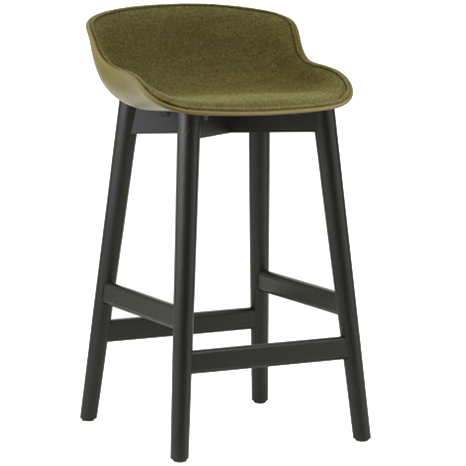 Hyg Bar Stool 65 cm Upholstered Front Olive Black Oak