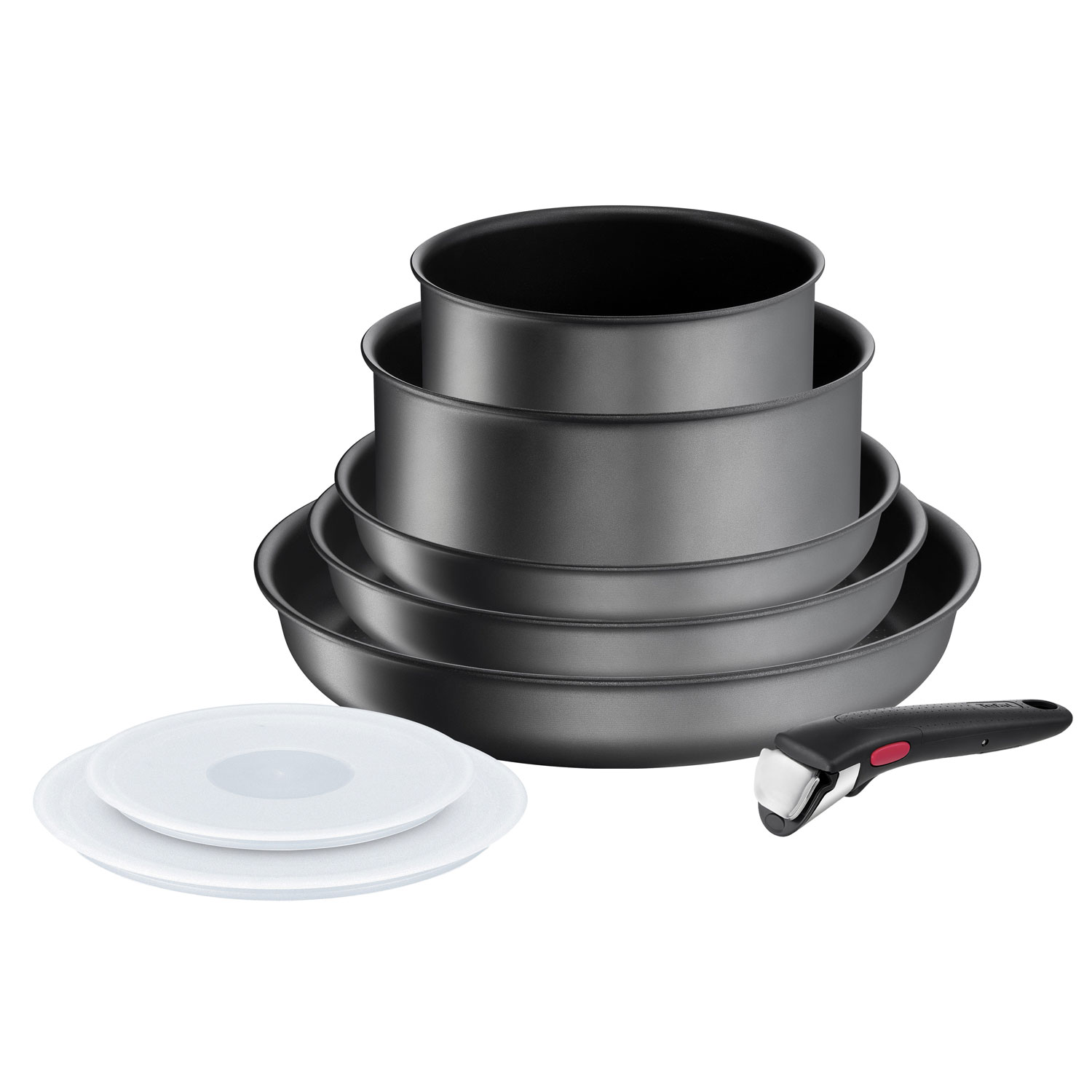 Tefal Essential Pots and Pans Set, 5 Count (Pack of 1), Black