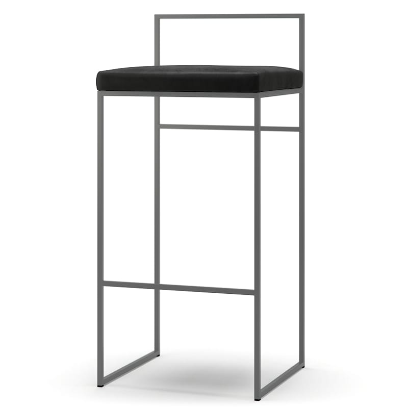 Bar Stool With Backrest 90 Cm, Grey / Black Velvet - Department @  Royaldesign.Co.Uk