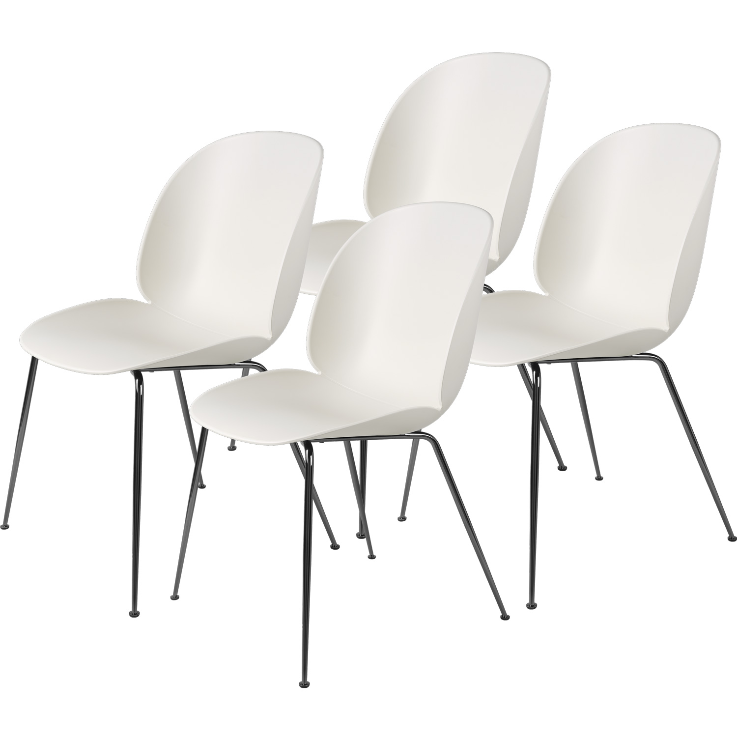 Beetle Dining Chair Unupholstered, Conic Base Black, Set Of 4, Alabaster  White - GUBI @ 