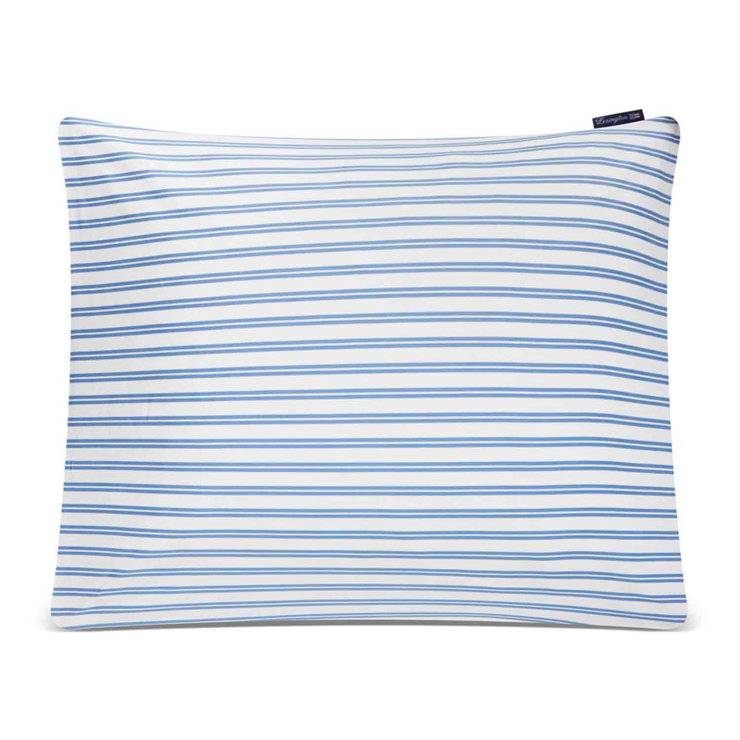 Striped Cotton Poplin Pillowcase Blue/White, 50x60 cm - Lexington @  