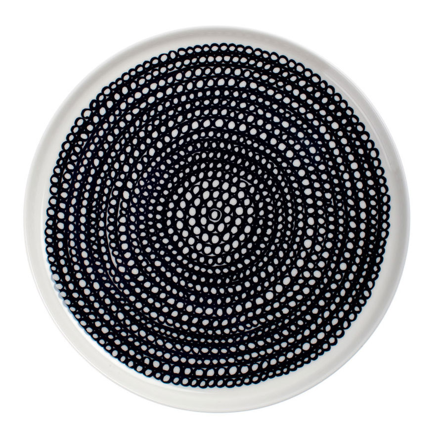 Siirtolapuutarha plate, White/Black - Marimekko @ 