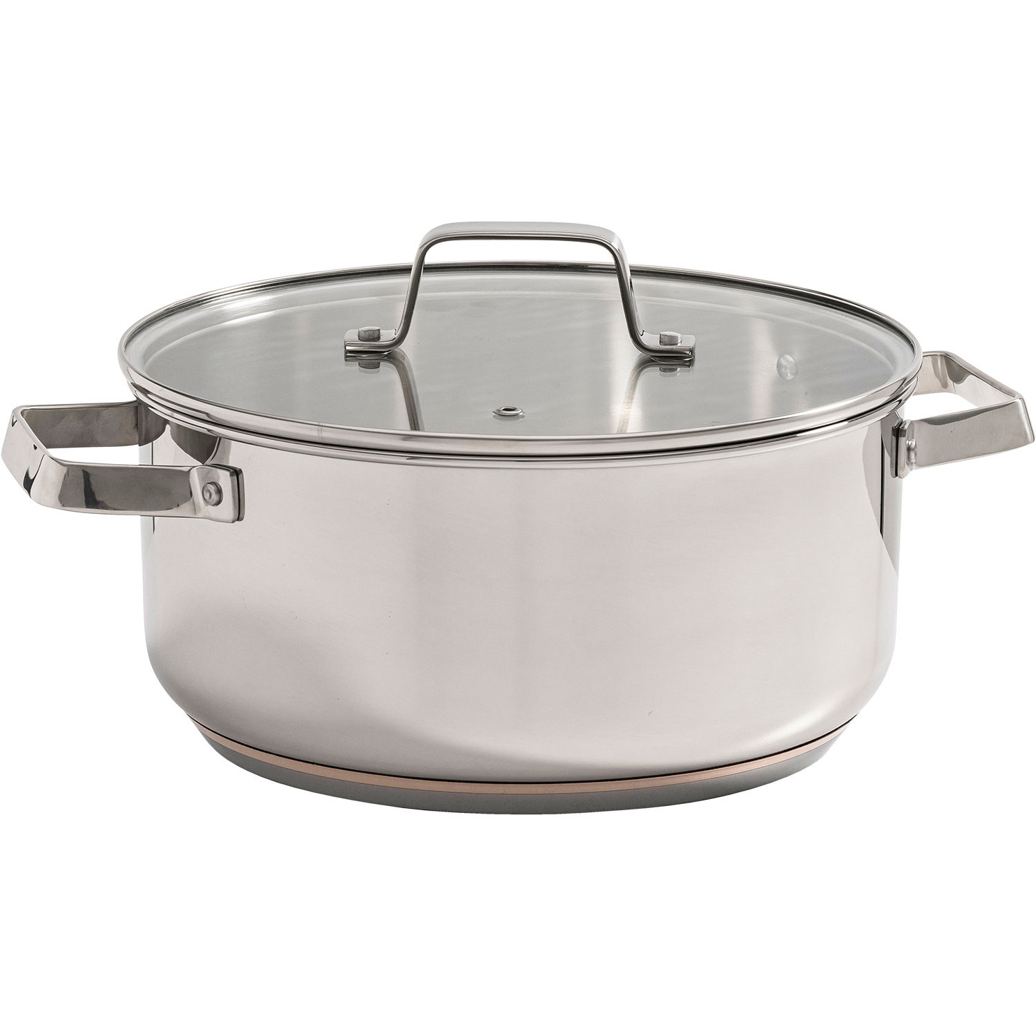 Masterchef stainless steel cookware casserole pan with glass lid 24cm 4.7L